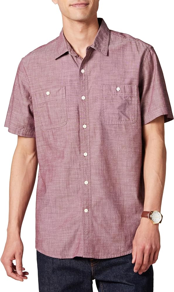 Amazon Essentials Men's Short-Sleeve Chambray Shirt