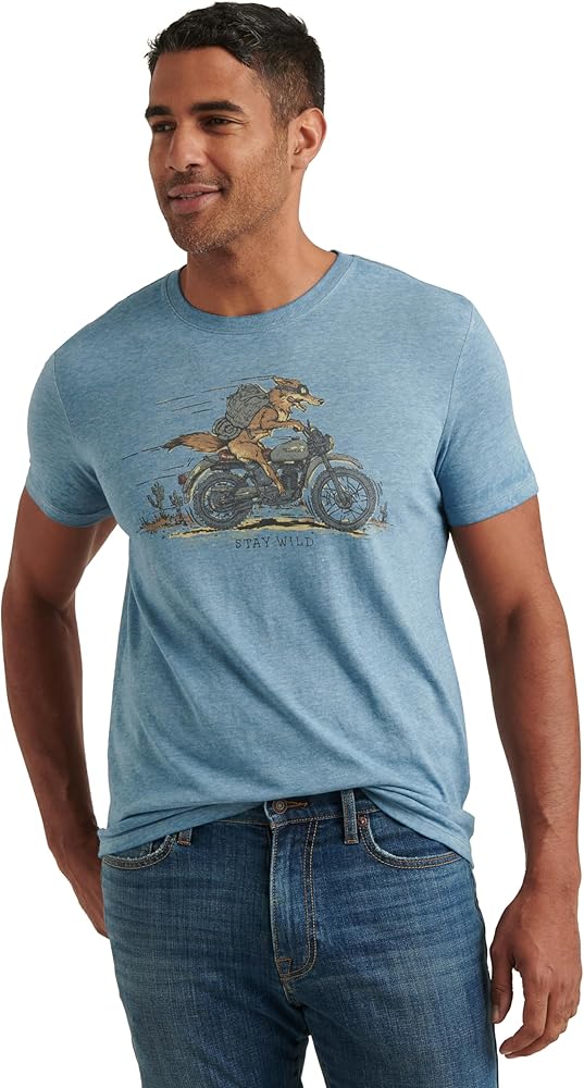 Lucky Brand Mens Short Sleeve Crew Neck Coyote Rider Tee Shirt