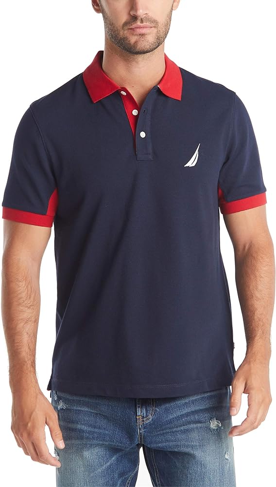 Nautica Men's Classic Fit Short Sleeve Performance Pique Polo Shirt