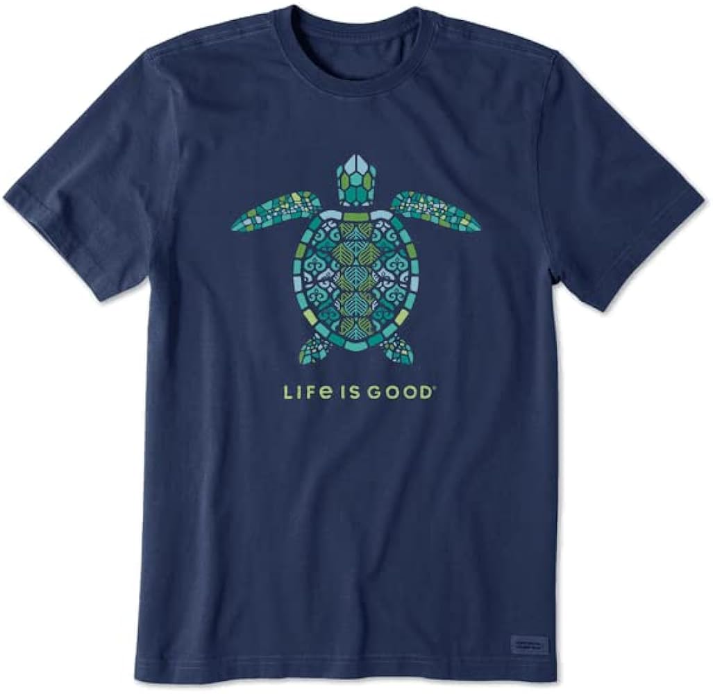 Life is Good Men's Mandala Turtle Short Sleeve Crusher-LITE Tee (X-Large, Darkest Blue)