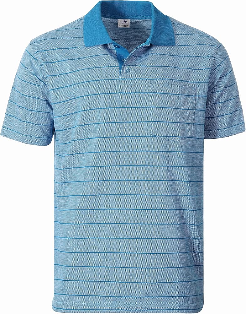 Gioberti Mens Regular Fit Yarn Dye Striped Short Sleeve Polo Shirt with Pocket