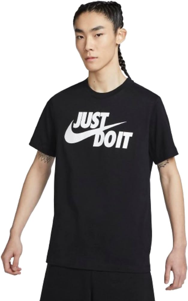 Nike Men's Sportswear Tee Just Do It Swoosh (Large, Black/White)