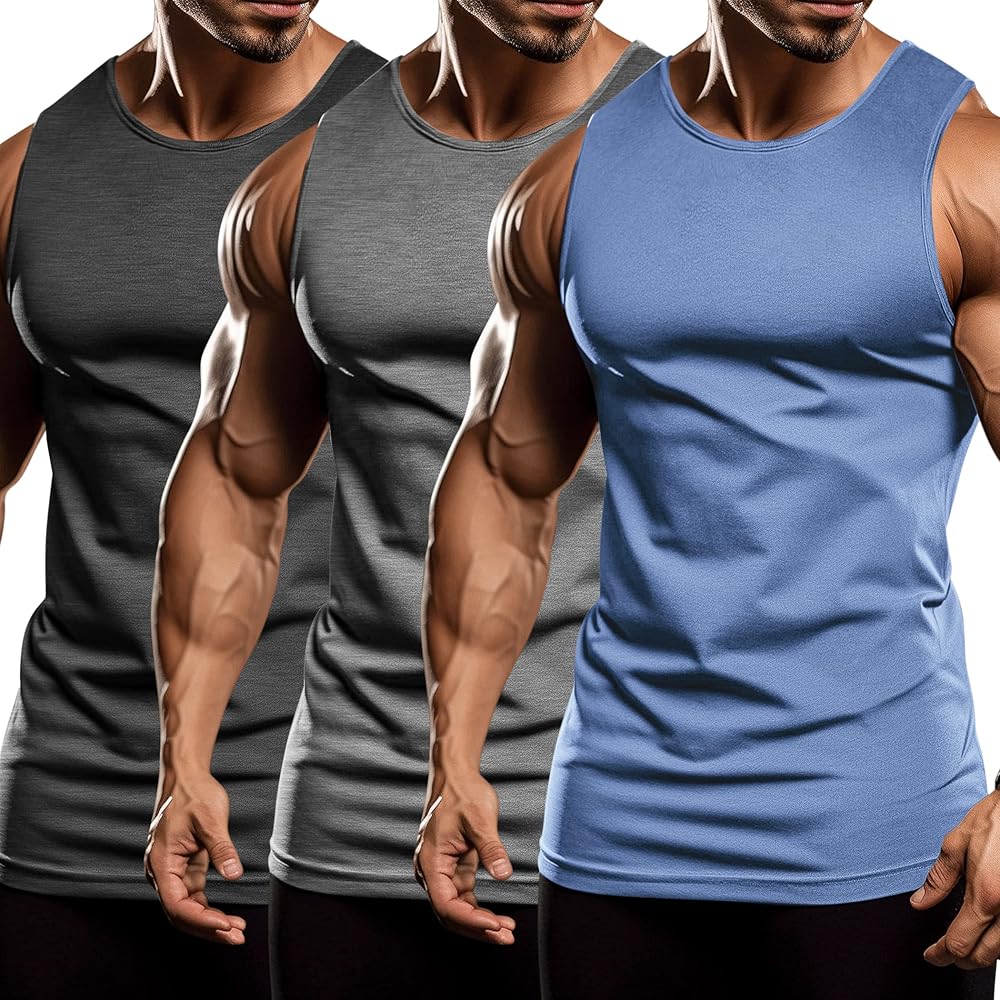 COOFANDY Men's 3 Pack Workout Tank Tops Sleeveless Gym Shirts Bodybuilding Fitness Muscle Tee Shirts