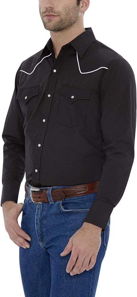 ELY CATTLEMAN Men's Long Sleeve Western Shirt with Contrast Piping