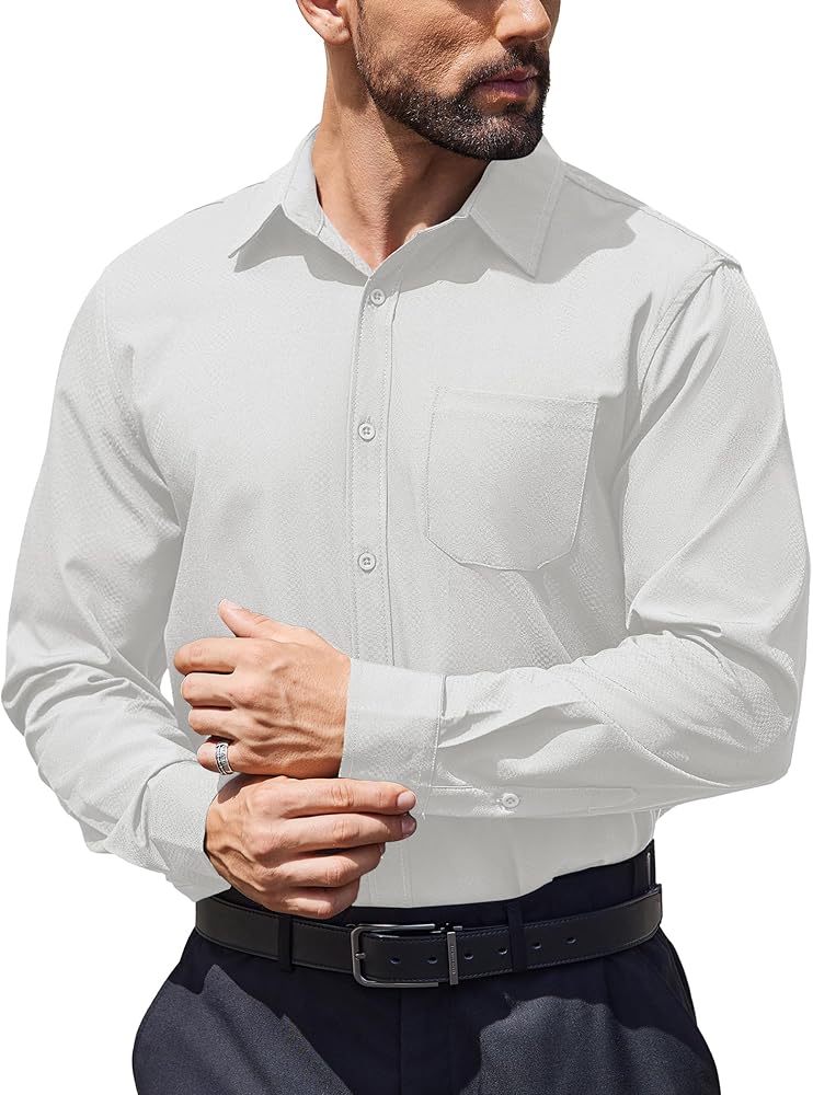 COOFANDY Mens Dress Shirts Long Sleeve Wrinkle Free Shirt Textured Business Casual Button Down Shirt