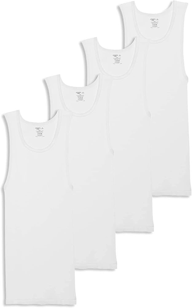 Jockey Men's Undershirt 100% Cotton A-Shirt Tank - 4 Pack