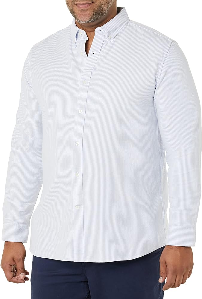 Amazon Essentials Men's Long-Sleeve Regular-Fit Stretch Oxford Shirt (Available in Big & Tall)