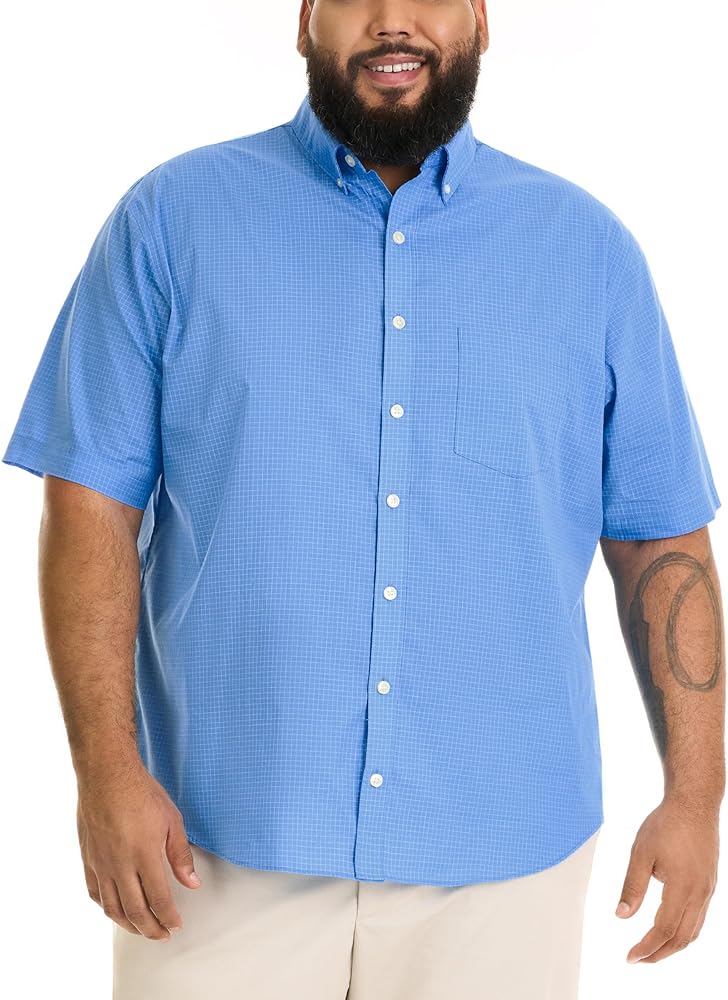 Van Heusen Mens Big And Tall Wrinkle Free Short Sleeve Button Down Check Shirt