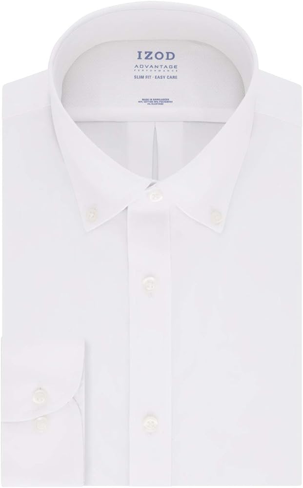 IZOD Men's Dress Shirt Slim Fit Stretch Fx Cooling Collar Solid