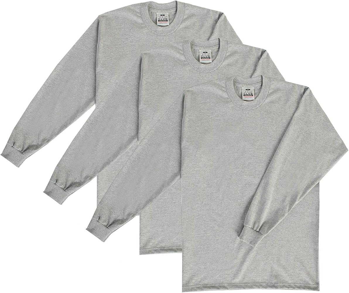 Pro Club Men's 3-Pack Heavyweight Cotton Long Sleeve Crew Neck T-Shirt