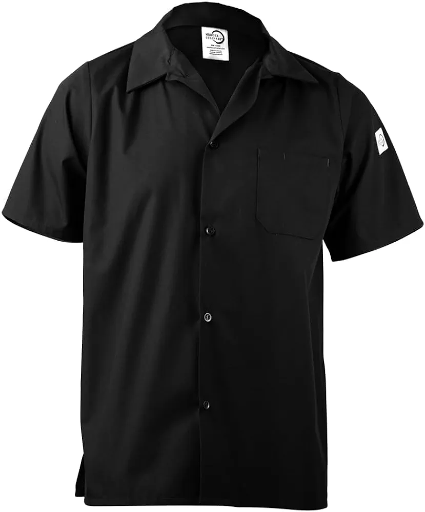 Mercer Culinary M60200BK1X Millennia Unisex Cook Shirt with Wicking Mesh Back, X-Large, Black