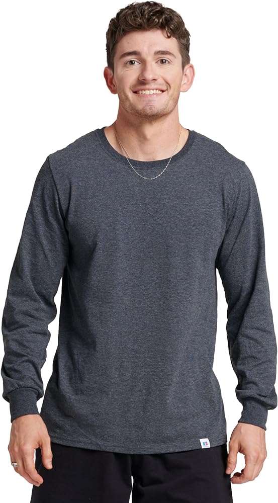 Russell Athletic Men's Dri-Power Cotton Blend Long Sleeve Tees, Moisture Wicking, Odor Protection, UPF 30+, Sizes S-3x