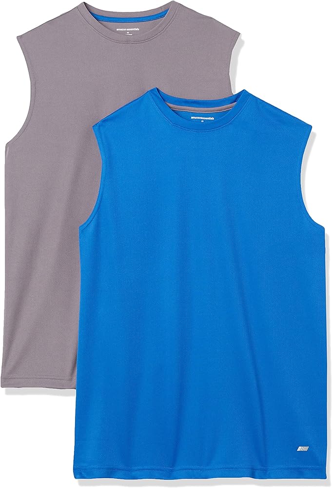 Amazon Essentials Men's Active Performance Tech Muscle Tank, Pack of 2