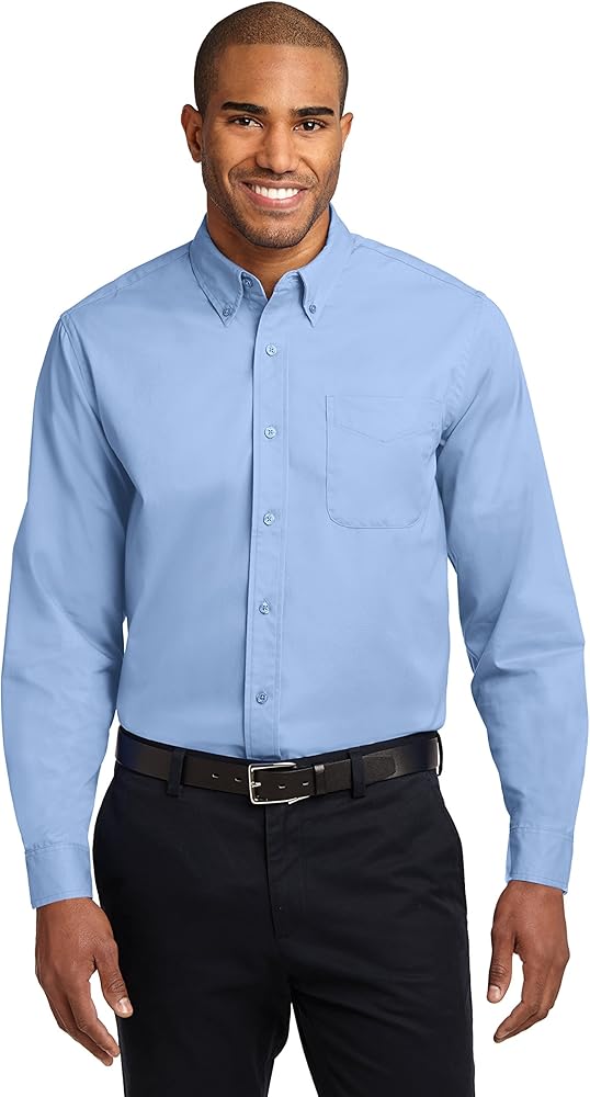 Port Authority Long Sleeve Easy Care Shirt-Light Blue/Light Stone S608