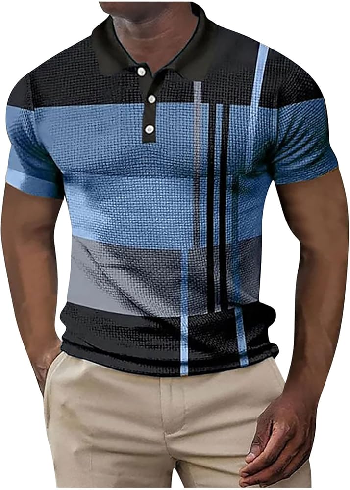 Men's Short Sleeve Polo Shirts Casual Golf Printed T-Shirts Summer Pullover Tennis T-Shirt Tops