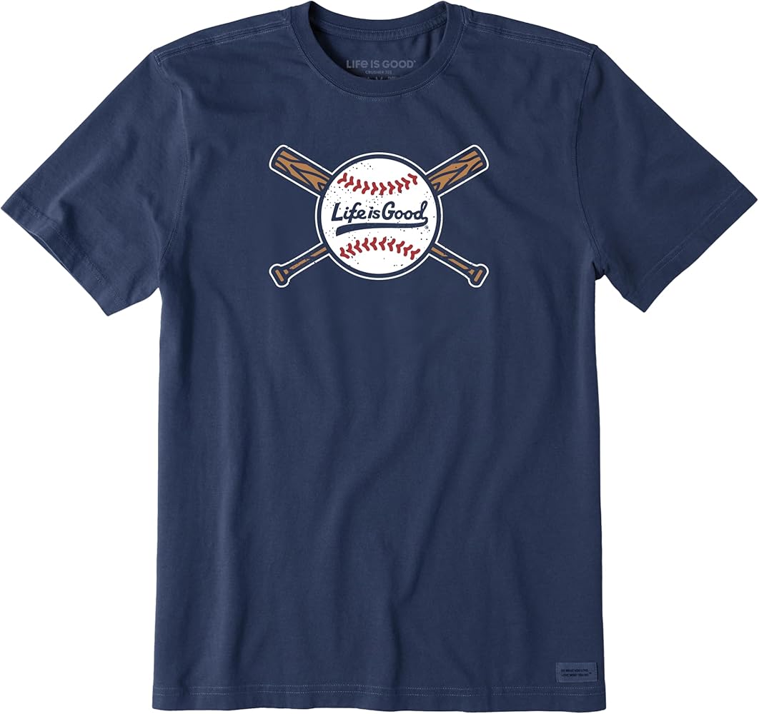 Life is Good. Men's Crusher Tee Baseball and Bats, Heather Gray