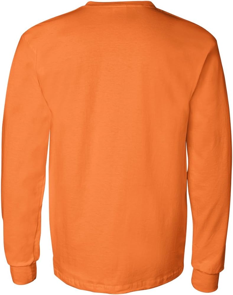 Gildan Ultra Cotton Long Sleeve T-Shirt with a Pocket, Safety Orange