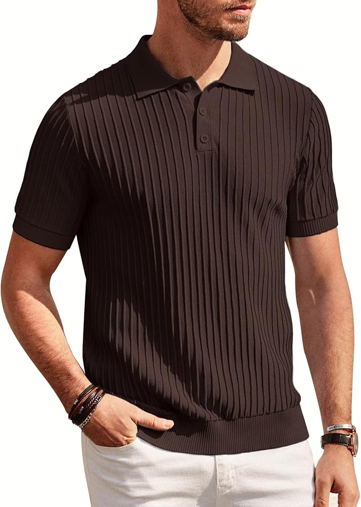 PJ PAUL JONES Mens Knit Polo Shirts Casual Short Sleeve Regular Fit Breathable Golf Shirts for Men