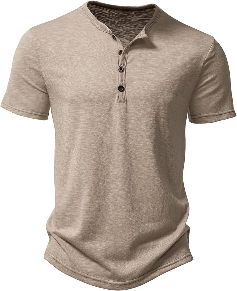 Men's Casual Stretchy Slim Fit Short Sleeve Henley Shirt