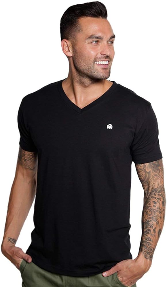 INTO THE AM Premium V Neck T Shirts for Men - Modern Fitted Tees S - 2XL Vneck Undershirts