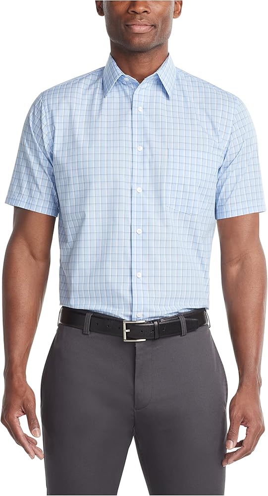 Van Heusen Mens Dress Shirts Short Sleeve Poplin Solid