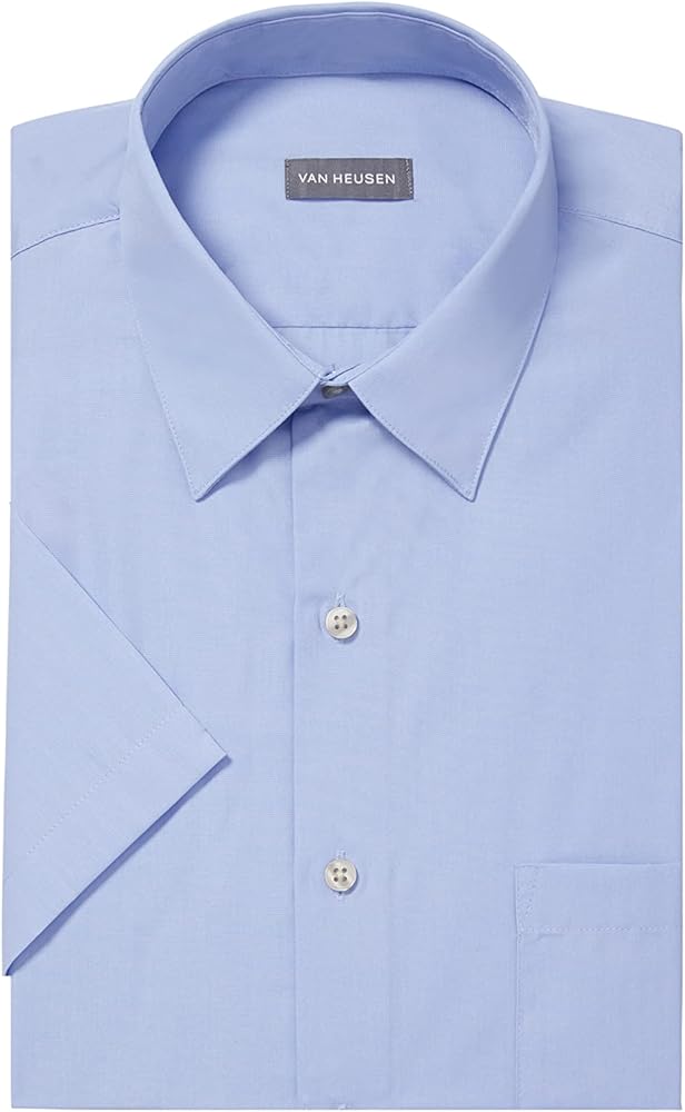 Van Heusen Men's Short Sleeve Dress Shirt Regular Fit Poplin Solid