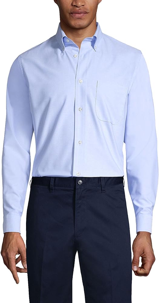 Lands' End School Uniform Men's Long Sleeve Oxford Dress Shirt