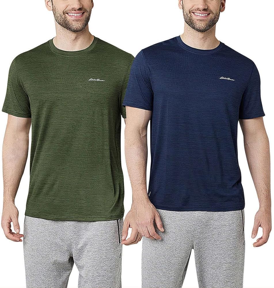 Eddie Bauer Men’s Motion Tee T Shirts, 2 Pack Gifts for Him Mens Crew Neck Tshirts Shirts Half Sleeve Tshirt Men, Tee Shirts