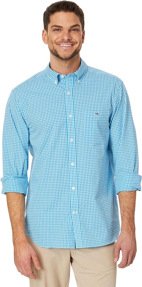 vineyard vines Men's Gingham Stretch Poplin Shirt