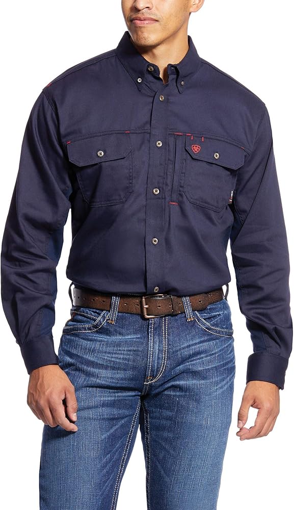 Ariat FR Solid Vent Work Shirt - Men’s Button-Down Long Sleeve Performance Shirt