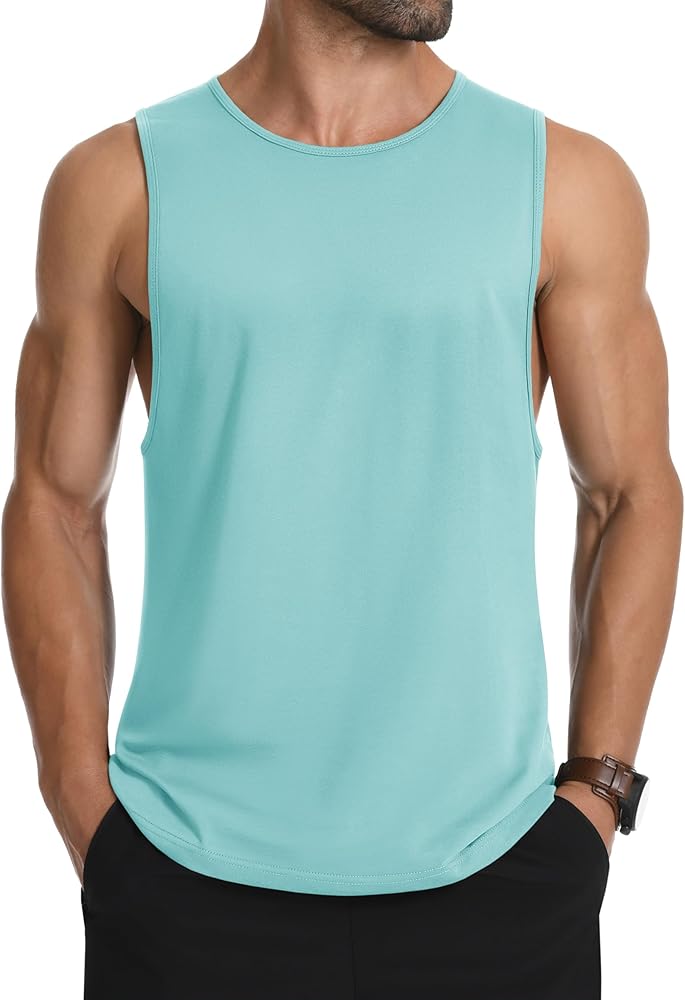 MAGCOMSEN Men's Tank Top Cotton Sleeveless Muscle Cut Off T Shirts Gym Workout Tank Tops Summer Beach Tanks