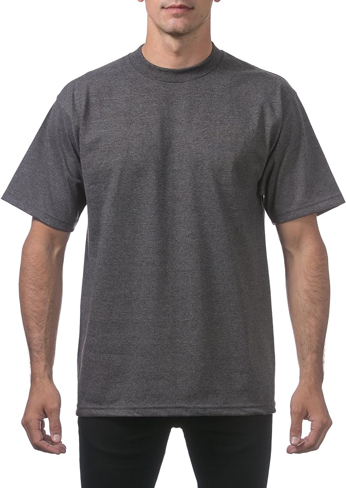 Pro Club Men's Heavyweight Cotton Short Sleeve Crew Neck T-Shirt, Charcoal, 2X-Large