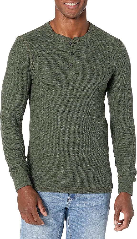 Amazon Essentials Men's Regular-Fit Long-Sleeve Waffle Henley Shirt