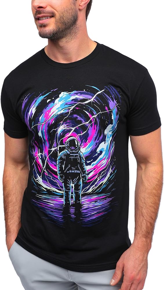 INTO THE AM Graphic Tees for Men S - 4XL Premium Short Sleeve Colorful T-Shirts Trippy Astronaut Designs