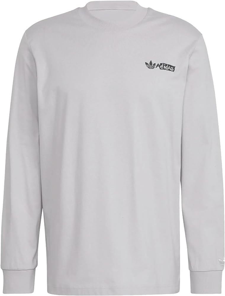 adidas Originals Box Logo Long Sleeve Men's Cotton T-shirt, White