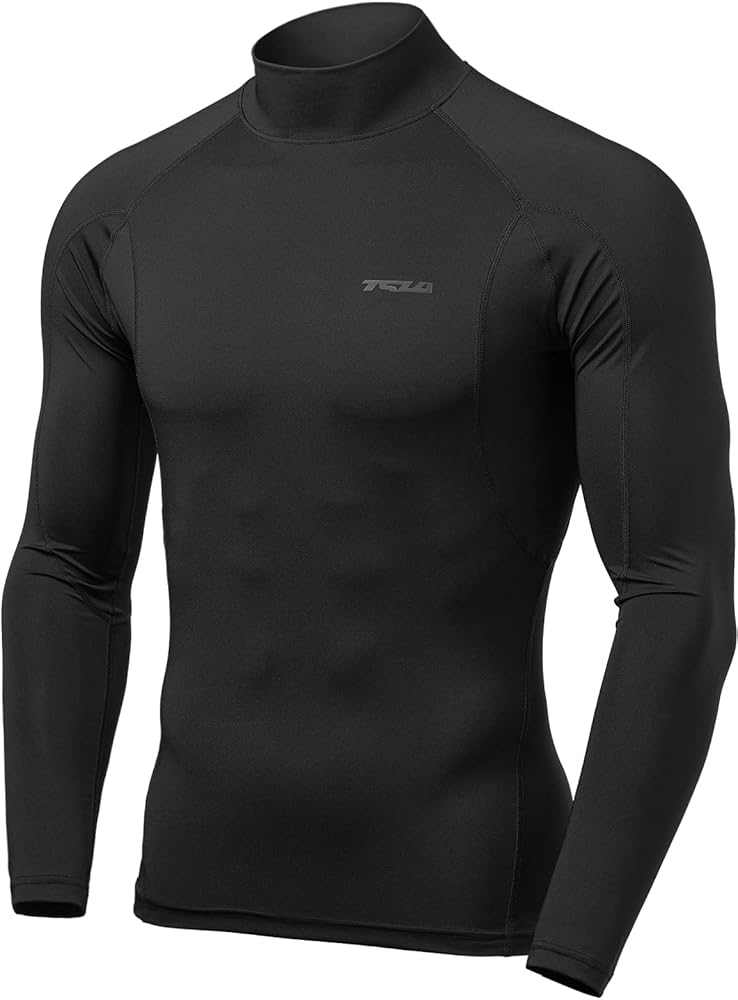 TSLA 1 or 3 Pack Men's UPF 50+ Mock Long Sleeve Compression Shirts, Athletic Workout Shirt, Base Layer for Water Sports