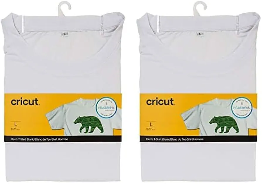 Cricut Men's T-Shirt, White, Medium (Pack of 2)