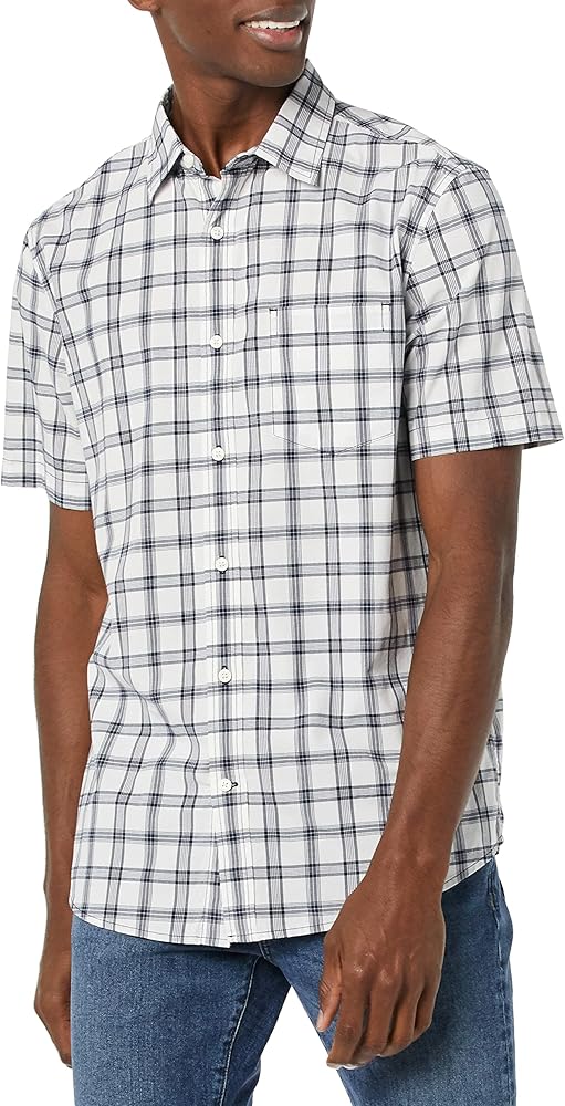 Amazon Essentials Men's Short-Sleeve Stretch Poplin Shirt (Available in Big & Tall)