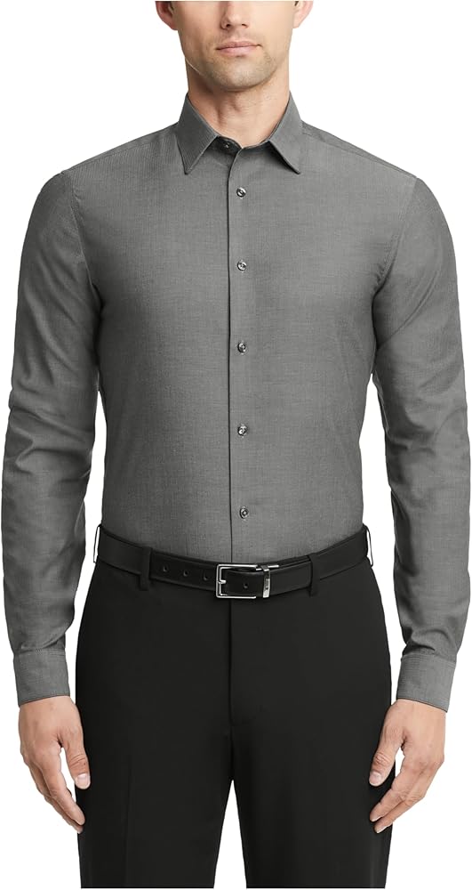 Calvin Klein Men's Dress Shirt Slim Fit Herringbone Stretch