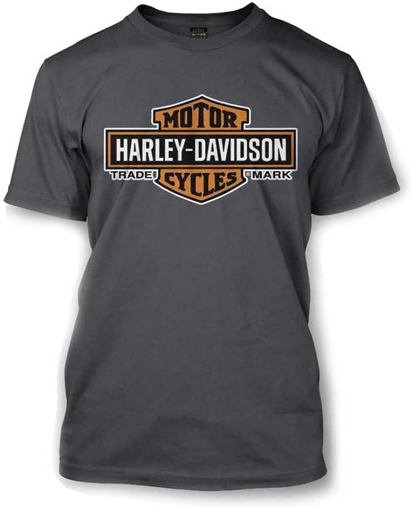 Harley-Davidson Men's Elongated Orange Bar & Shield Charcoal T-Shirt 30291961