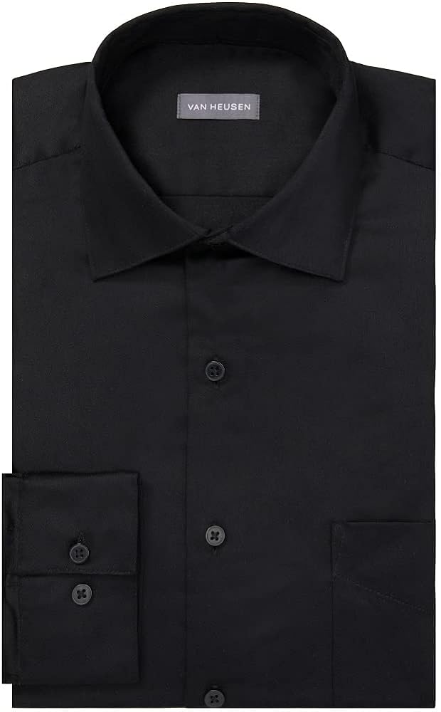 Van Heusen Mens Dress Shirts Regular Fit Lux Sateen Stretch Solid