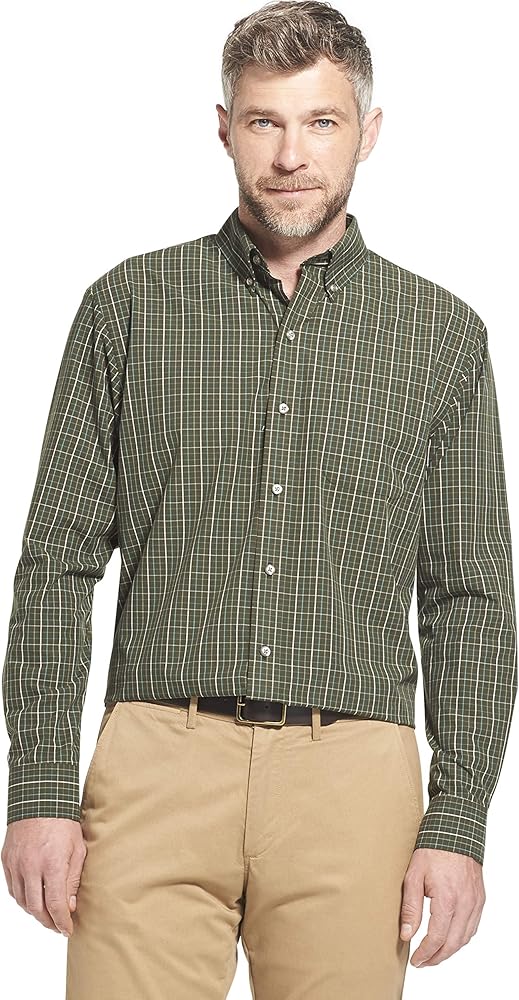 Arrow 1851 Men's Hamilton Poplins Long Sleeve Button Down Plaid Shirt