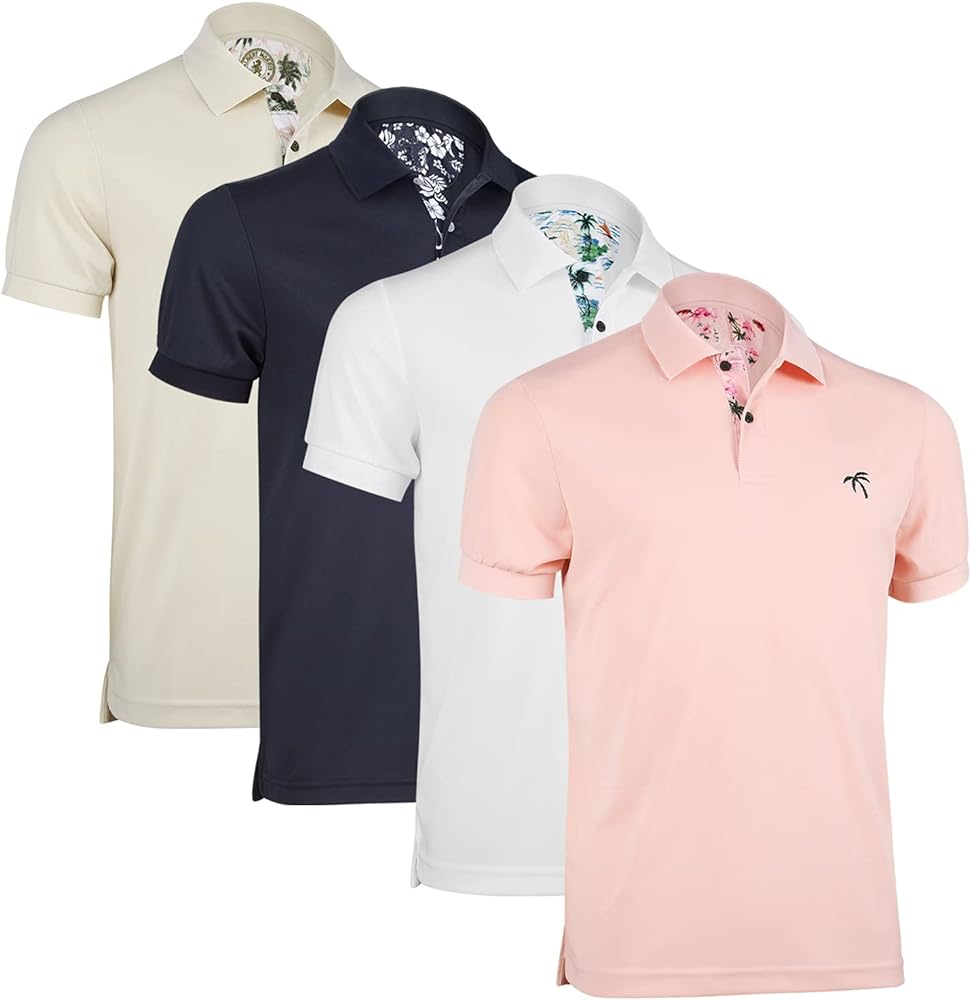 Albert Morris Mens Striped Short Sleeve Polo Shirts 4 Pack