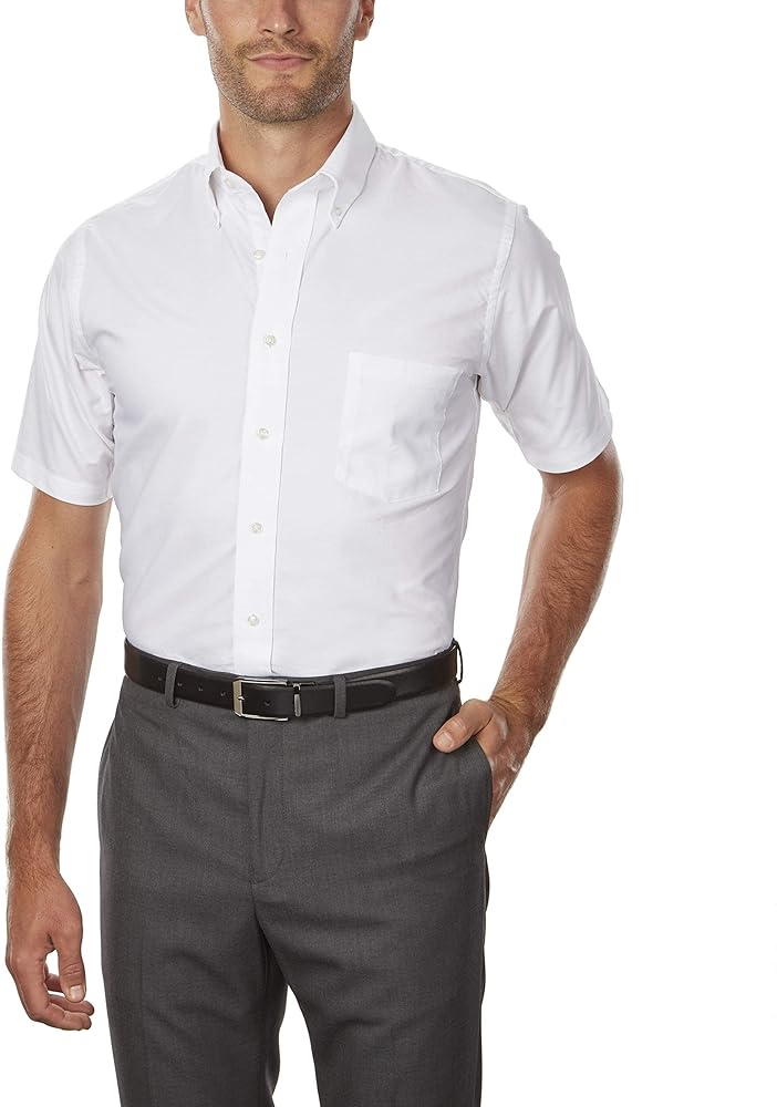 Van Heusen Mens Dress Shirts Short Sleeve Oxford Solid