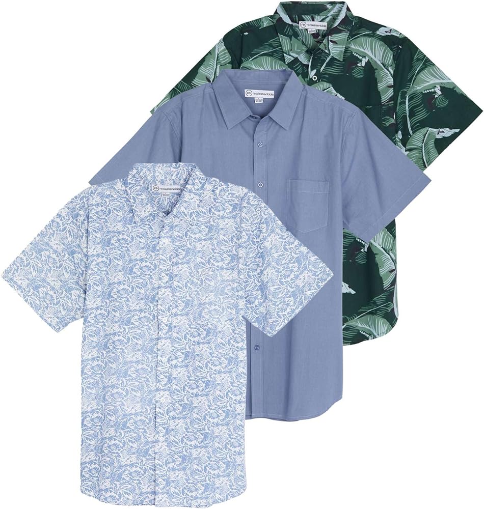 Real Essentials 3 Pack: Men's Regular-Fit Short-Sleeve Poplin Shirt (Available in Big & Tall)