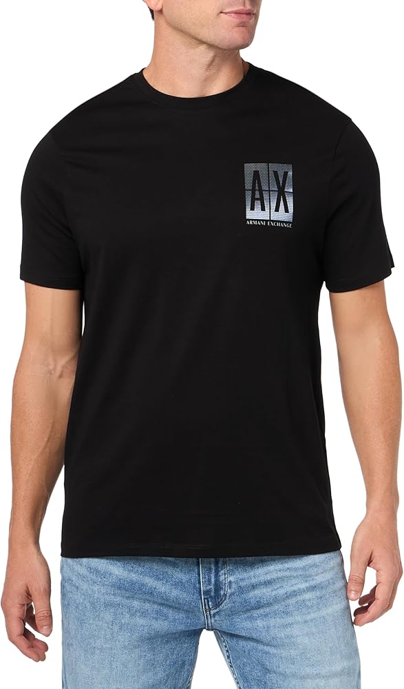 Armani Exchange Men's Regular Fit Cotton Jersey Small Chest Gradient Box Logo Tee