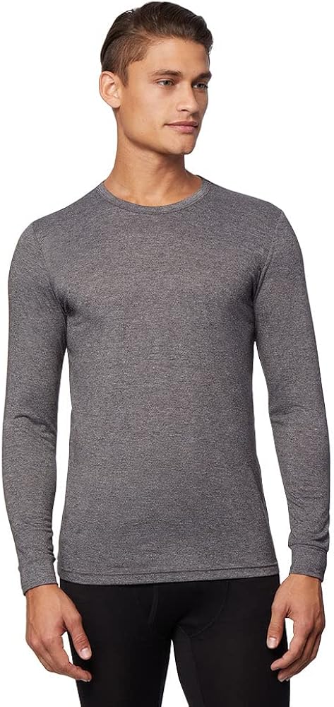 32 Degrees Men's Lightweight Baselayer Crew Top | Long Sleeve | Form Fitting | 4-Way Stretch | Thermal