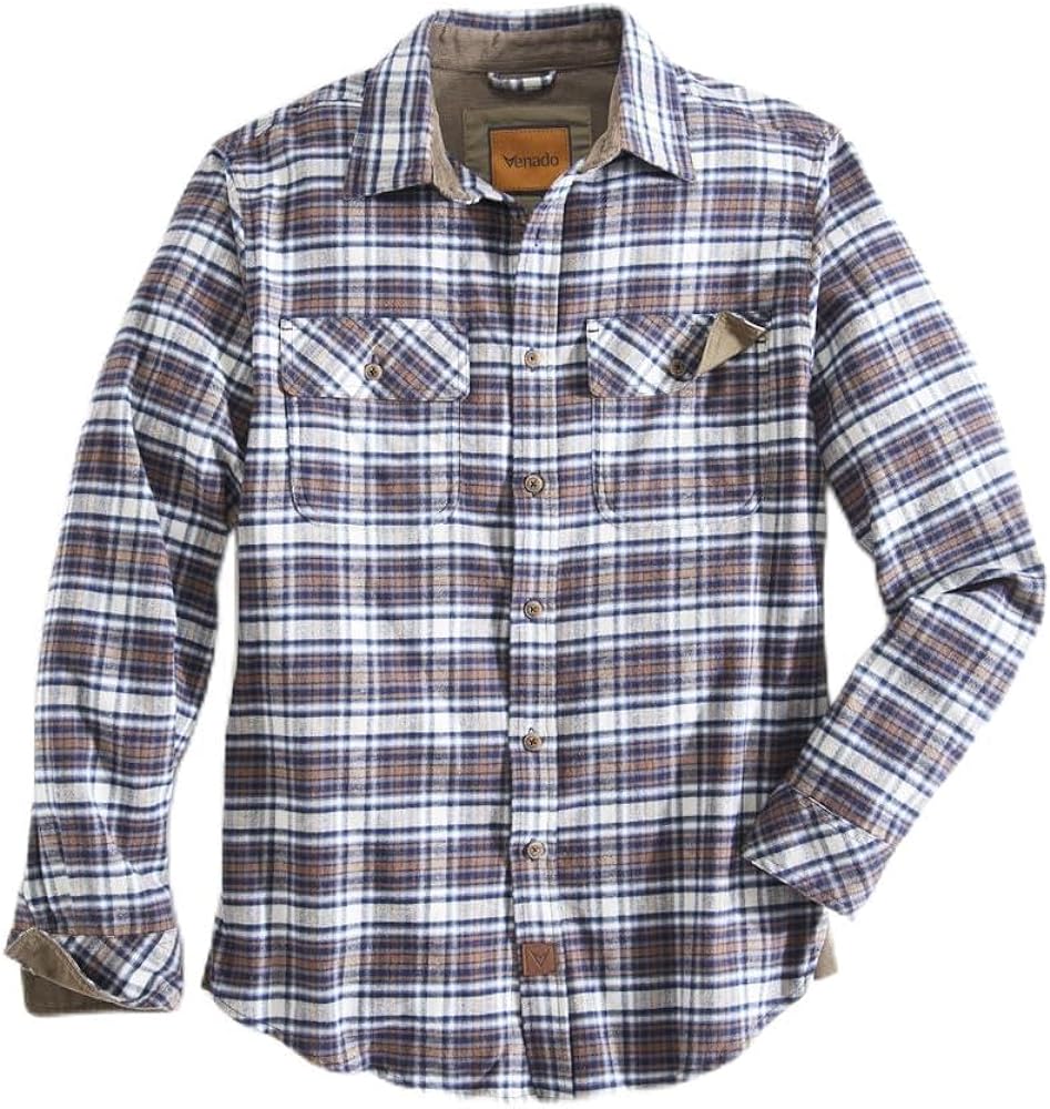 Venado Men's Premium Stretch Flex Force Flannel Shirt - Perfect Fall Casual Button Down