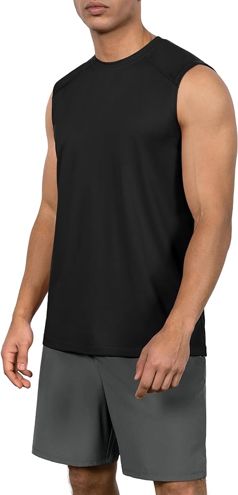 ODODOS Men's Quick Dry Athletic Tank Tops UPF 50+ Sun Protection SPF Workout Sleeveless Muscle Shirts