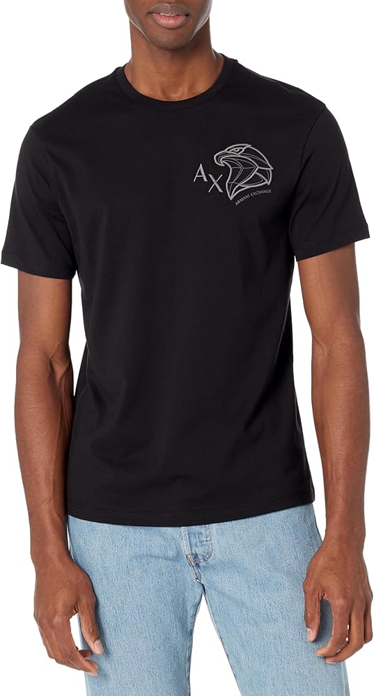 Armani Exchange Men's Regular Fit Cotton Embroidered Small Armani Eagle Tee